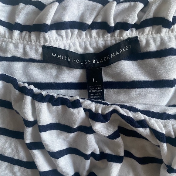 Navy Striped Off-Shoulder Women's Top - Picture 3 of 3